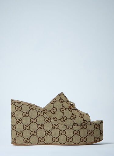 Gucci Horsebit Wedge Sandals Beige guc0259047