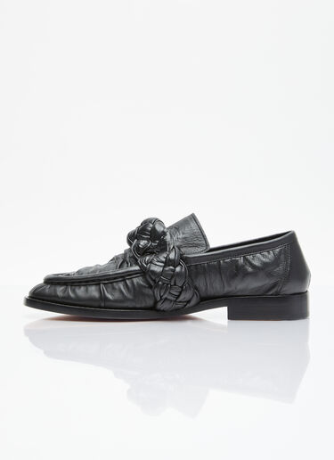 Knotted Leather Loafers Bottega Veneta Knotted Leather Loafers Black bov0255022