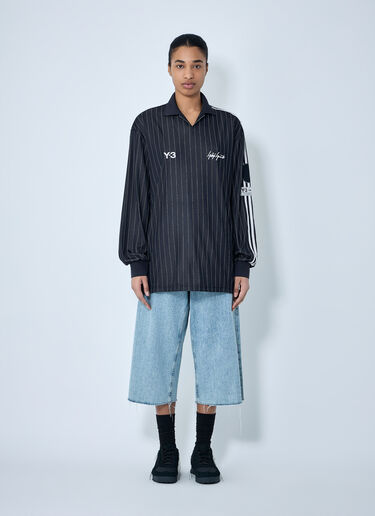 Pinstripe Long Sleeve Polo Shirt Y-3 Pinstripe Long Sleeve Polo Shirt Black yyy0364042