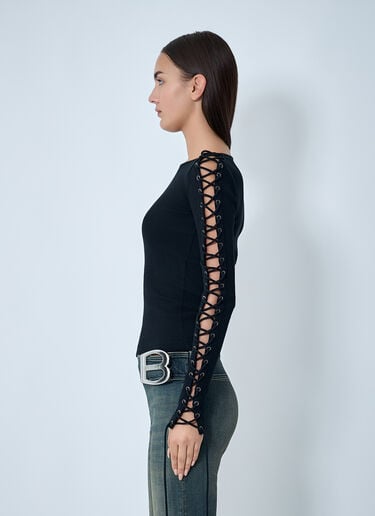 Lace-Up T-Shirt Balenciaga Lace-Up T-Shirt Black bal0262001