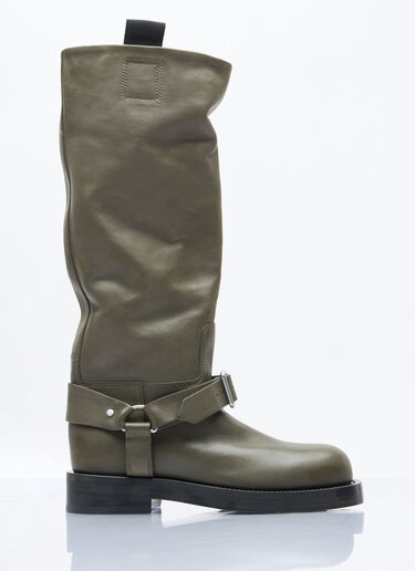 Burberry Leather Saddle High Boots Green bur0258006