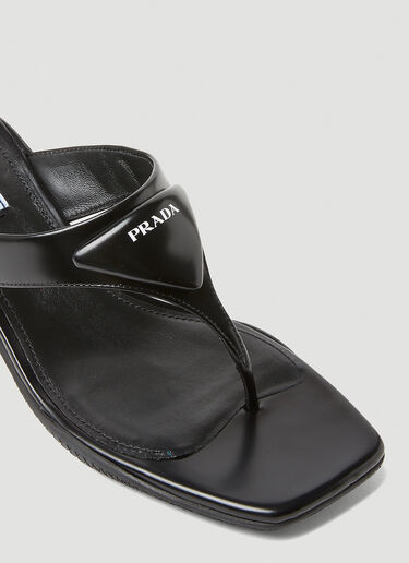 Prada Kitten Heel Thong Sandals Black pra0248048