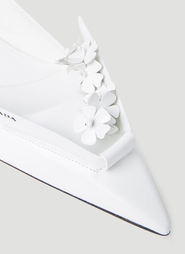 Prada Floral Applique Ballerina Flats White pra0254049