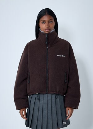 Miu Miu Zip-Up Fleece Jacket Dark Brown miu0262098
