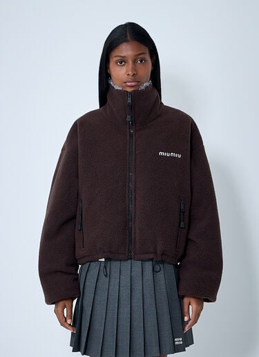 Zip-Up Fleece Jacket Miu Miu Zip-Up Fleece Jacket Dark Brown miu0262098