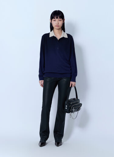 LN-CC® - Acne Studios: Silk Blend Polo Knit - Navy Acne Studios Silk Blend Polo Knit Navy acn0265061