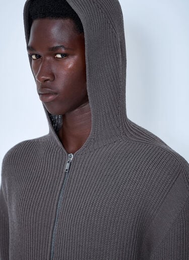 Rick Owens Wool Zipped Hoodie Grey ric0165067