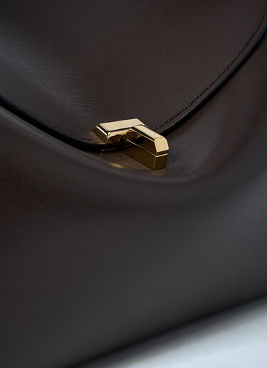 TOTEME T-Lock Leather Top-Handle Bag Brown tot0263078