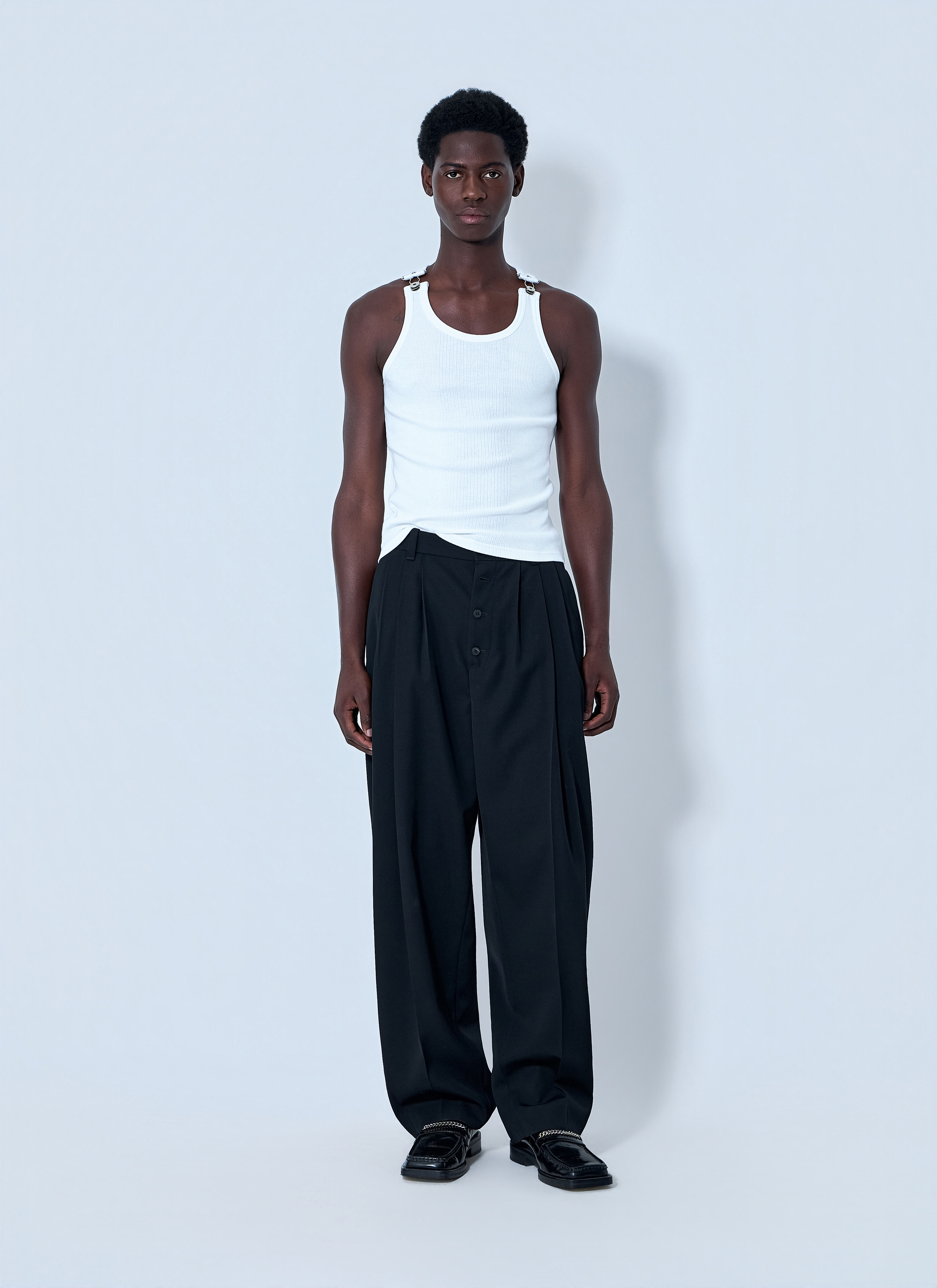 Jean Paul Gaultier Men's' Ribbed Tank Top with Metallic Hardware