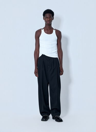 Jean Paul Gaultier Ribbed Tank Top with Metallic Hardware White jpg0364003