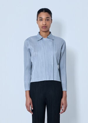 Pleats Please Issey Miyake Structured Pleat Long Sleeve Shirt Grey plp0264009