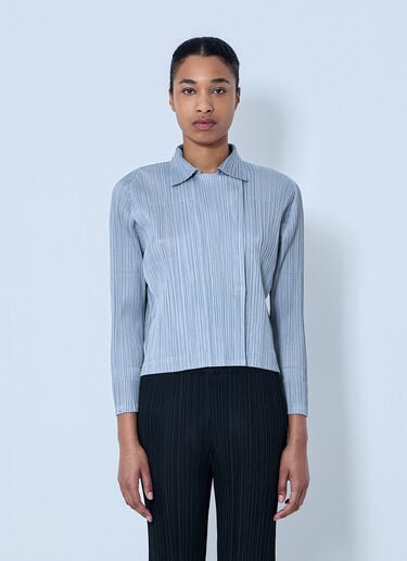 Pleats Please Issey Miyake Structured Pleat Long Sleeve Shirt Grey plp0264009