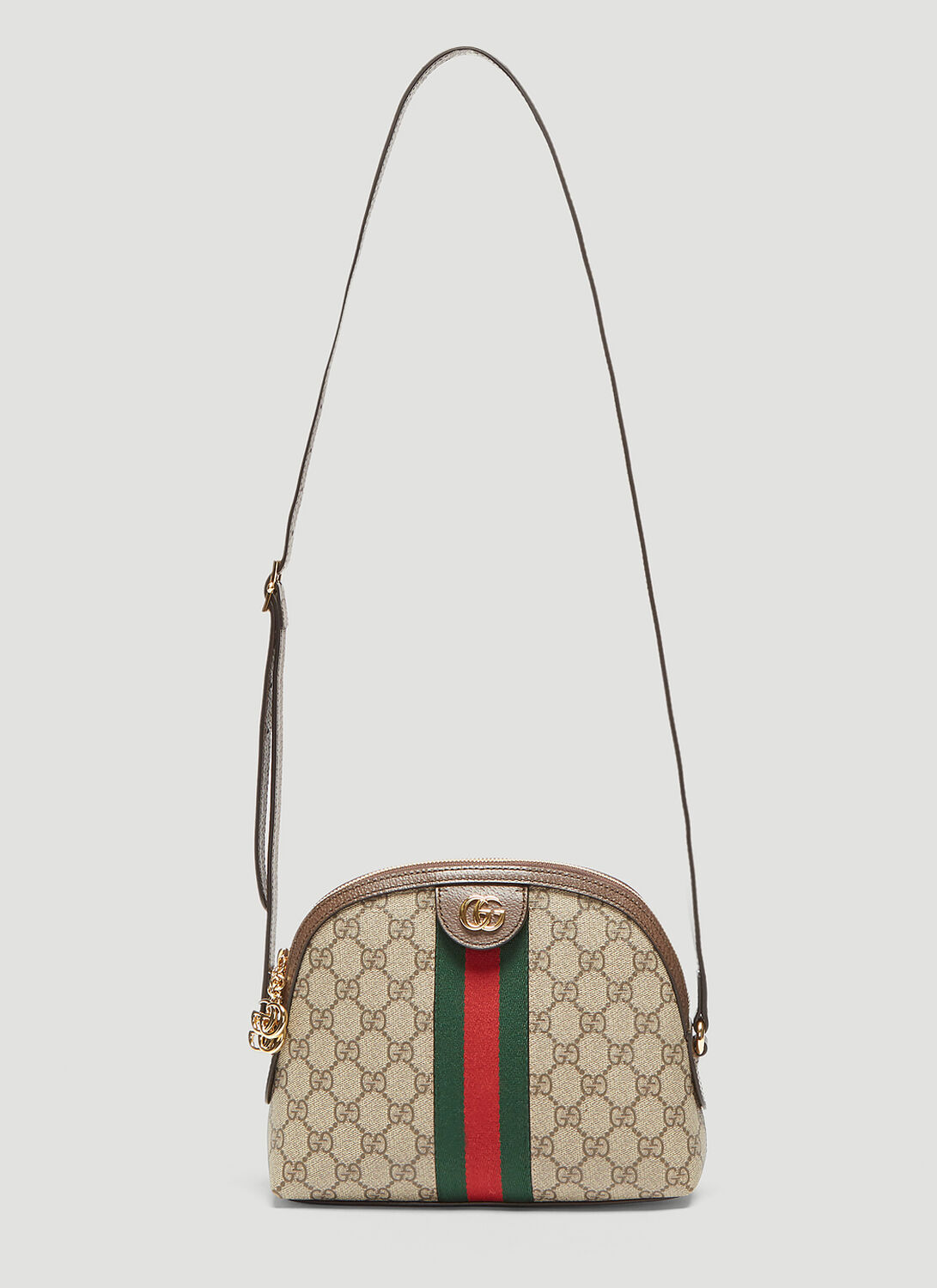 Shop Gucci Ophidia Gg Print Shoulder Bag In Brown