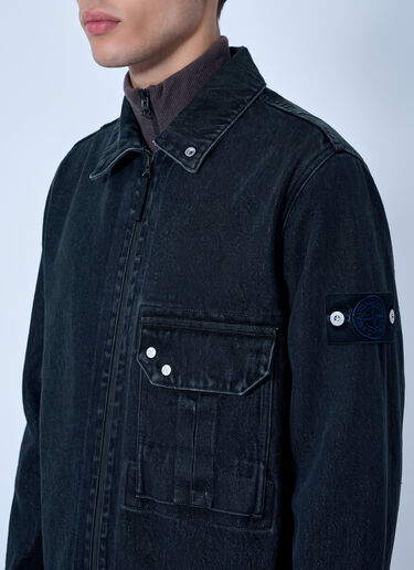 LN-CC® - Stone Island: Denim Overshirt with Utility Pocket - Blue Stone Island Denim Overshirt with Utility Pocket Blue sto0165104