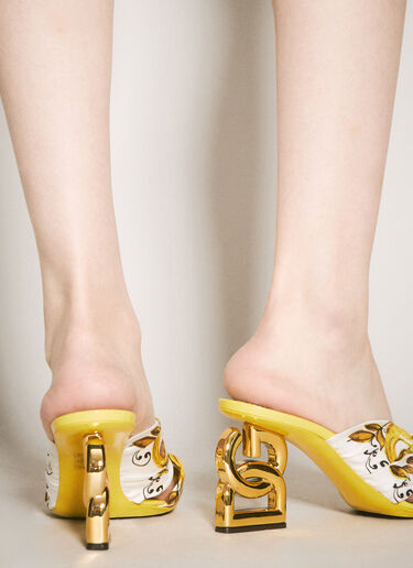 Dolce & Gabbana Majolica Silk Twill Heels Gold dol0257011