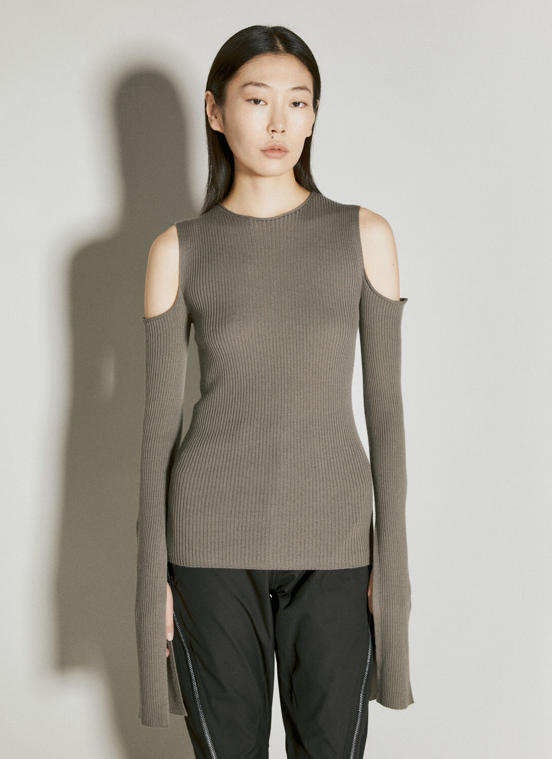 Shop Rick Owens Cape Sleeve Knit Sweater In Grey