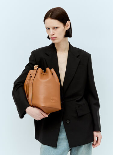 Miu Miu Leather Bucket Bag Brown miu0256055