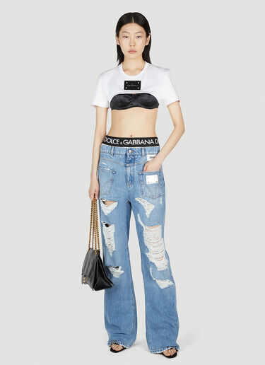 Dolce & Gabbana Kim Logo Plaque Crop Top White dol0252015