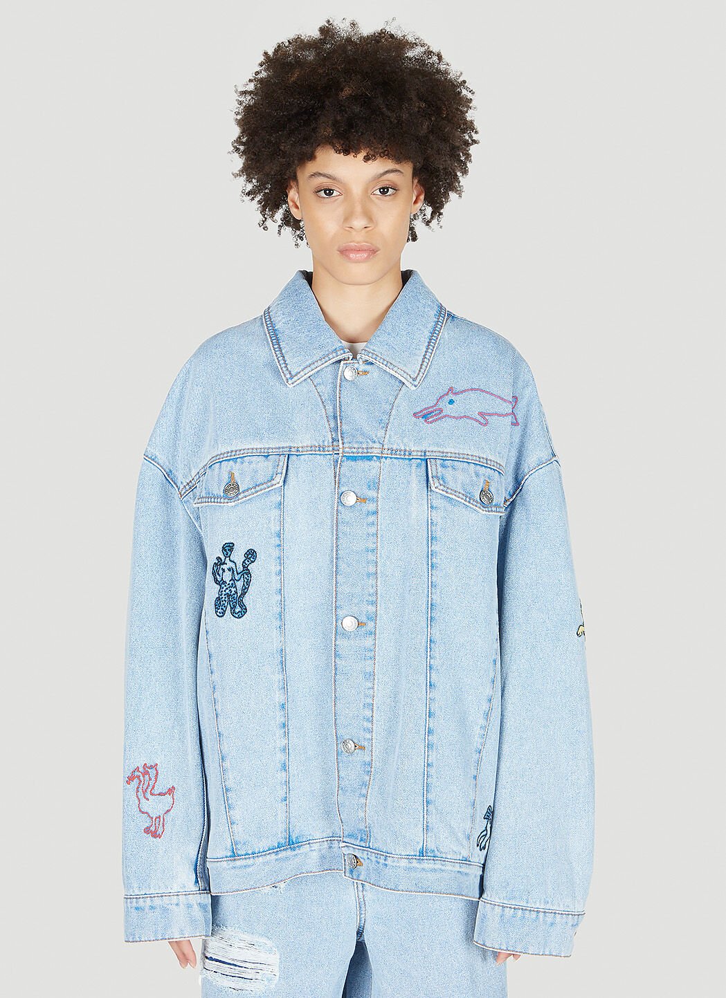 Marni Illusion Denim Jacket in Light Blue LN CC