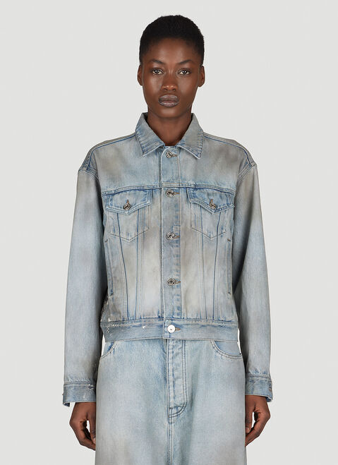 Balenciaga Shrunken Distressed Denim Jacket Black bal0254064