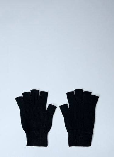 LN-CC® - Rick Owens: Ribbed Trim Fingerless Gloves - Black Rick Owens Ribbed Trim Fingerless Gloves Black ric0165080