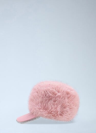 Lovett Faux Fur Snowball Baseball Cap Pink lov0357003
