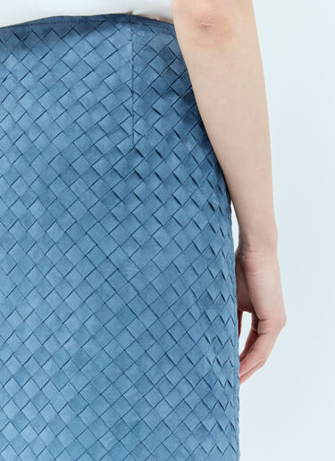 Bottega Veneta 인트레치아토 스웨이드 미디 스커트  블루 bov0257016