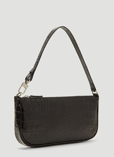 BY FAR Rachel Crocodile Embossed Shoulder Bag Black byf0242002