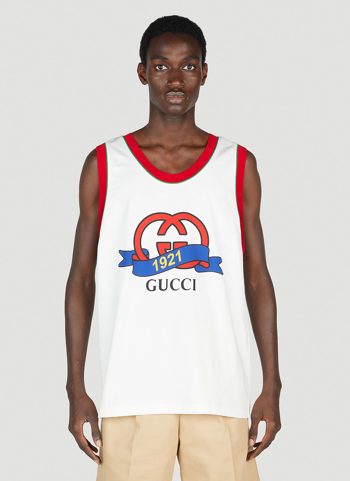 Gucci Baketball Tank Top Male Whitemale