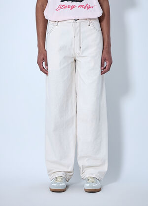 Story MFG Wide-Leg Denim Trousers Beige str0164002