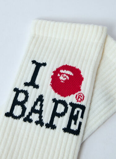 A BATHING APE® Logo Print Socks White aba0158001