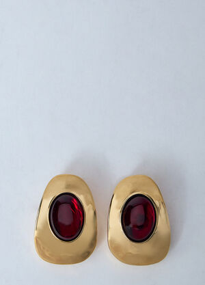 Saint Laurent Resin And Metal Cabochon Earrings Gold sla0259050