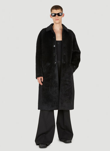 Courrèges Oversized Hairy Coat Black cou0150004