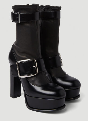 Alexander McQueen Boxcar Buckle Heeled Boots Black amq0250060