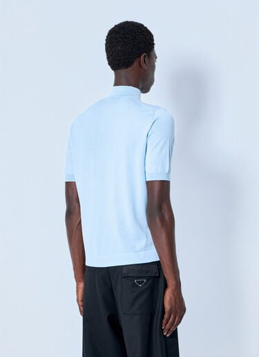 Prada Ribbed Turtleneck T-Shirt Blue pra0165002