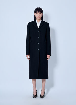 Prada Single-Breasted Wool Coat Grey pra0265027