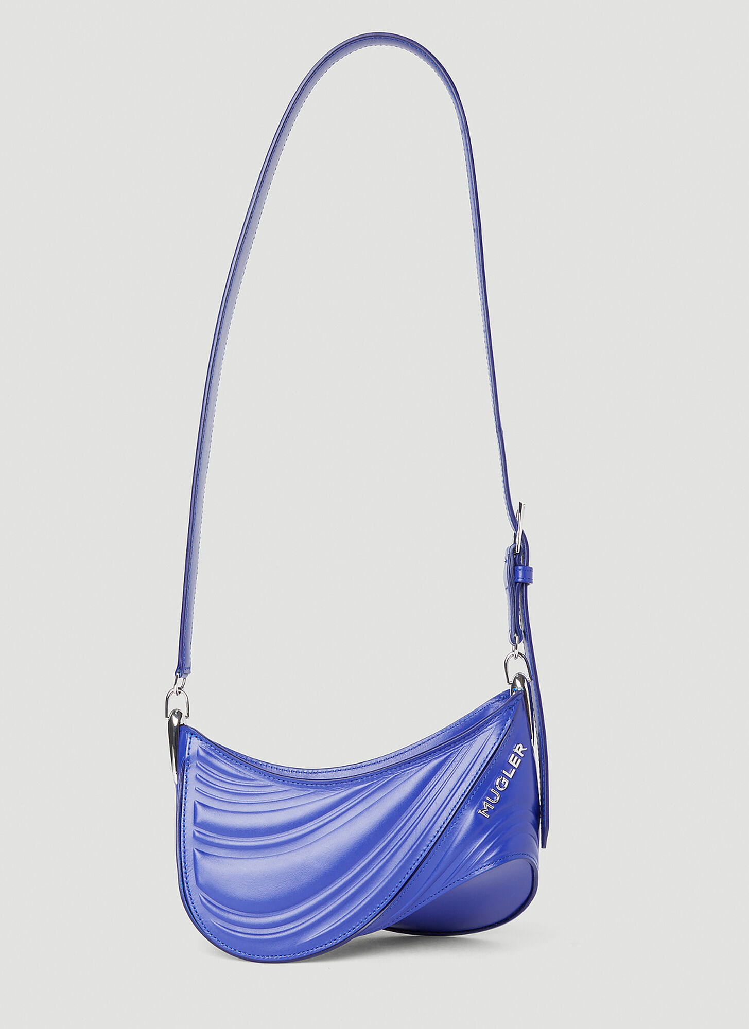 Shop Mugler Spiral Curve 01 Shoulder Bag In Blue