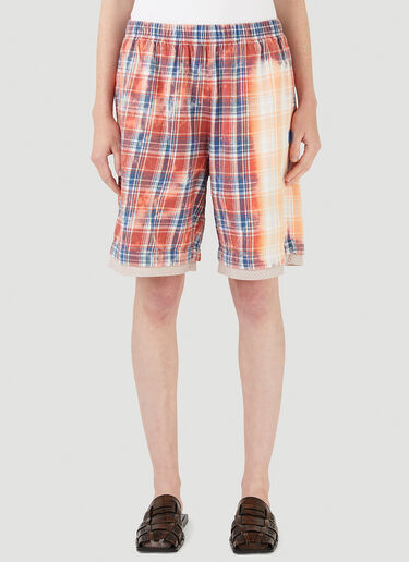 Acne Studios Bleached Check Shorts Red acn0245013