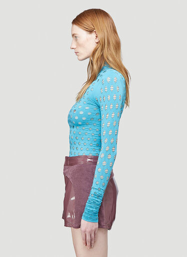 Maisie Wilen Knitted Perforated Turtleneck Top Blue mwn0244001
