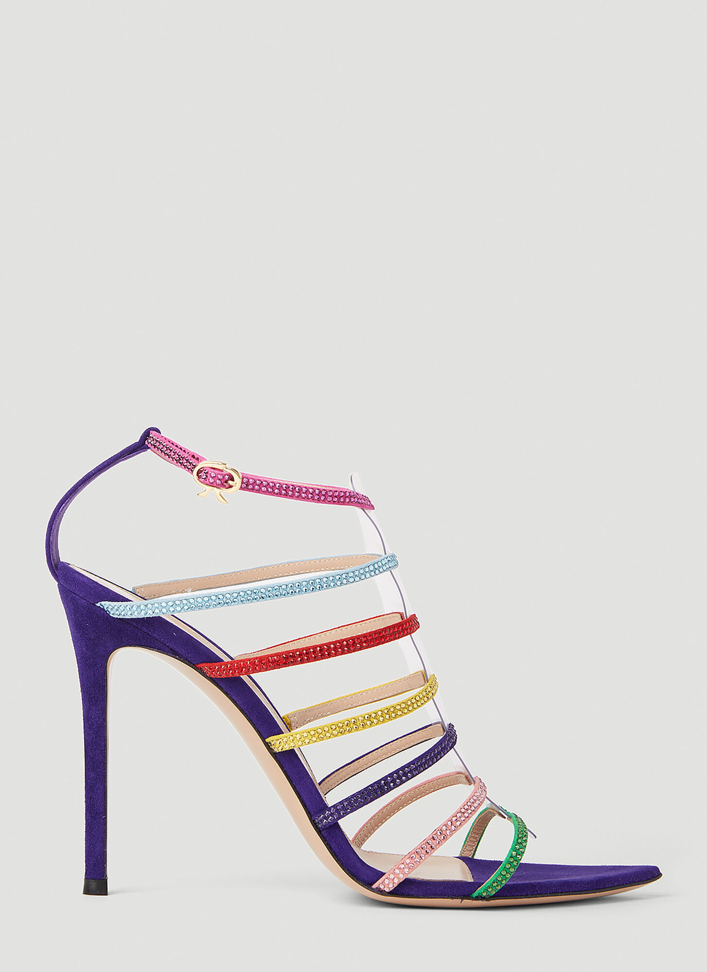Shop Gianvito Rossi Crystal Embellished High Heel Sandals In Purple
