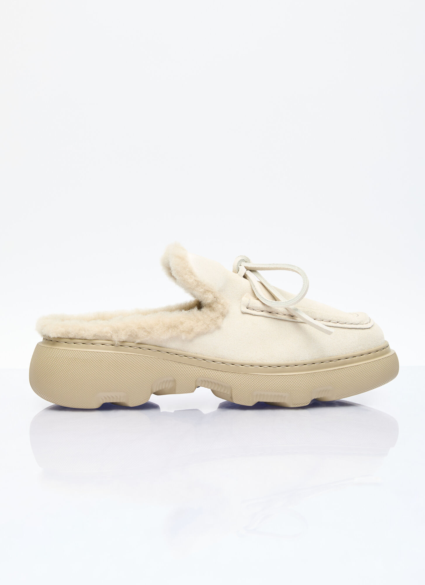 Shop Burberry Suede And Shearling Stony Mules In Beige