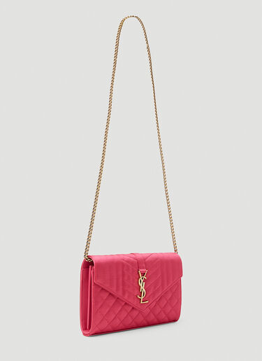 Saint Laurent Matelassé Envelope Chain Wallet Pink sla0252064