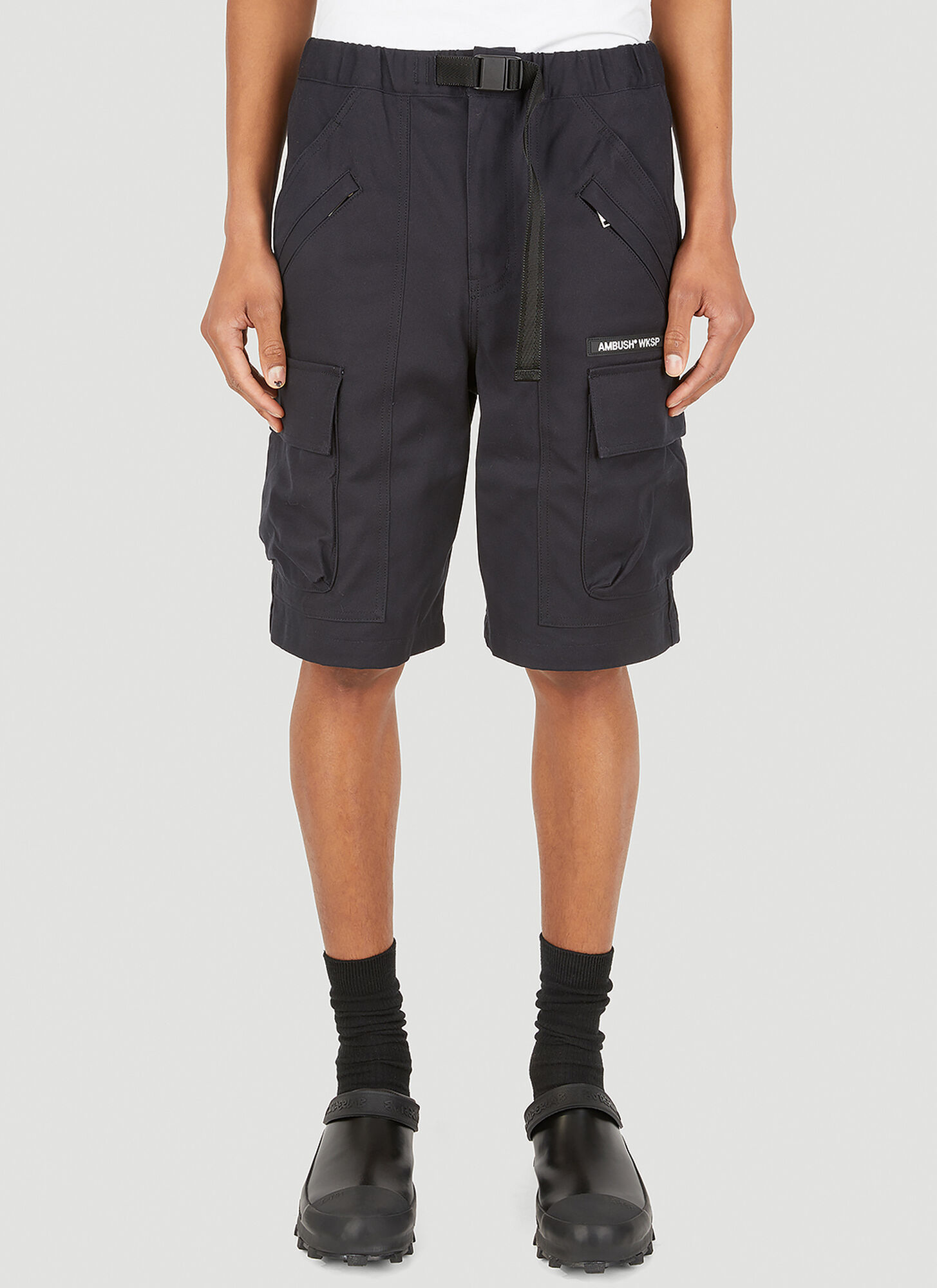 Ambush Wksp Belted Cargo Shorts In Black