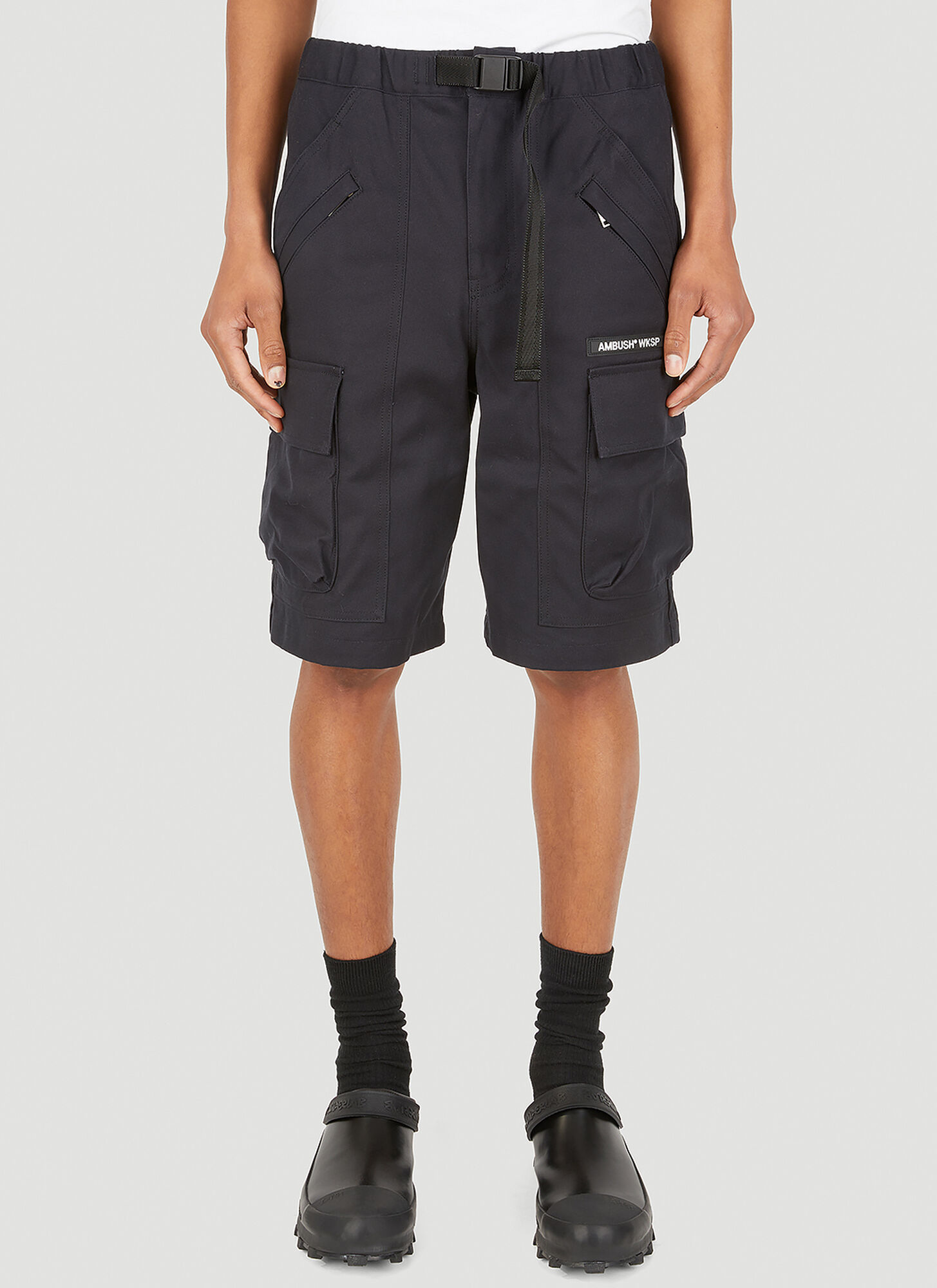 Shop Ambush Belted Cargo Shorts In Black