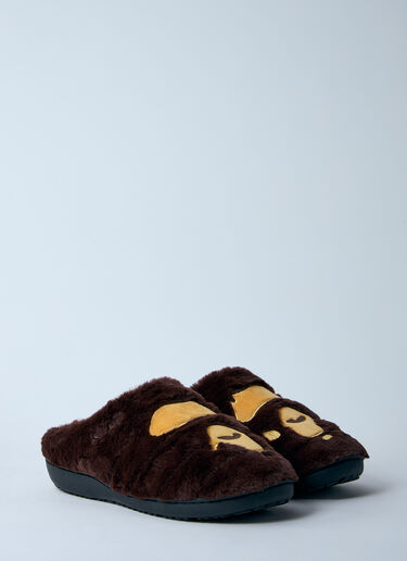 A BATHING APE® 猿人头毛绒拖鞋 棕色 aba0159003