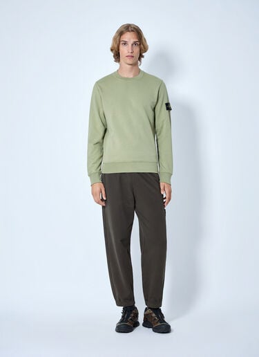 LN-CC® - Stone Island: Crewneck Sweatshirt with Arm Patch - Green Stone Island Crewneck Sweatshirt with Arm Patch Green sto0165046