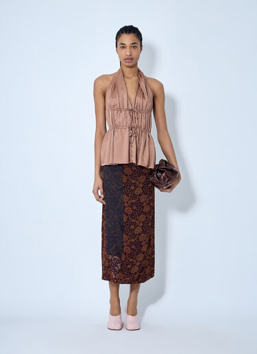 Dries Van Noten Silk-Blend Wrap Skirt Dark Brown dvn0260013