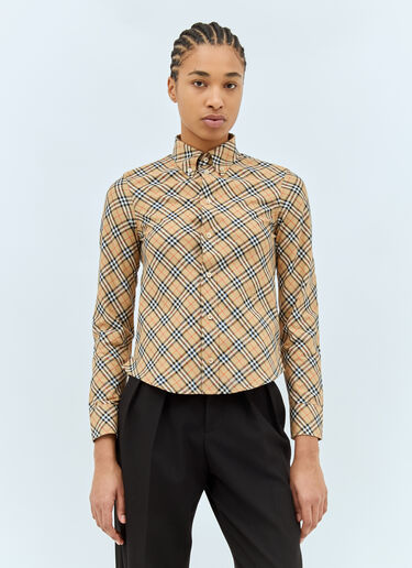 Burberry Check Cotton Shirt Beige bur0258001