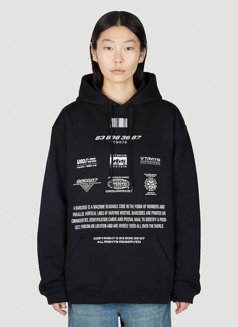 VTMNTS ムービーバーコード ディフィニション フードスウェットシャツ ブラック vtm0354008