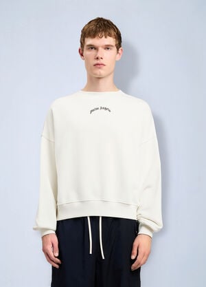 Palm Angels Back Curved Logo Loose Sweatshirt White pma0164114